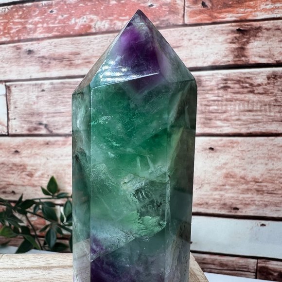 Chunky 4" Beautiful Rainbow Fluorite Crystal Tower Natural Healing Crystal Point - Picture 7 of 9